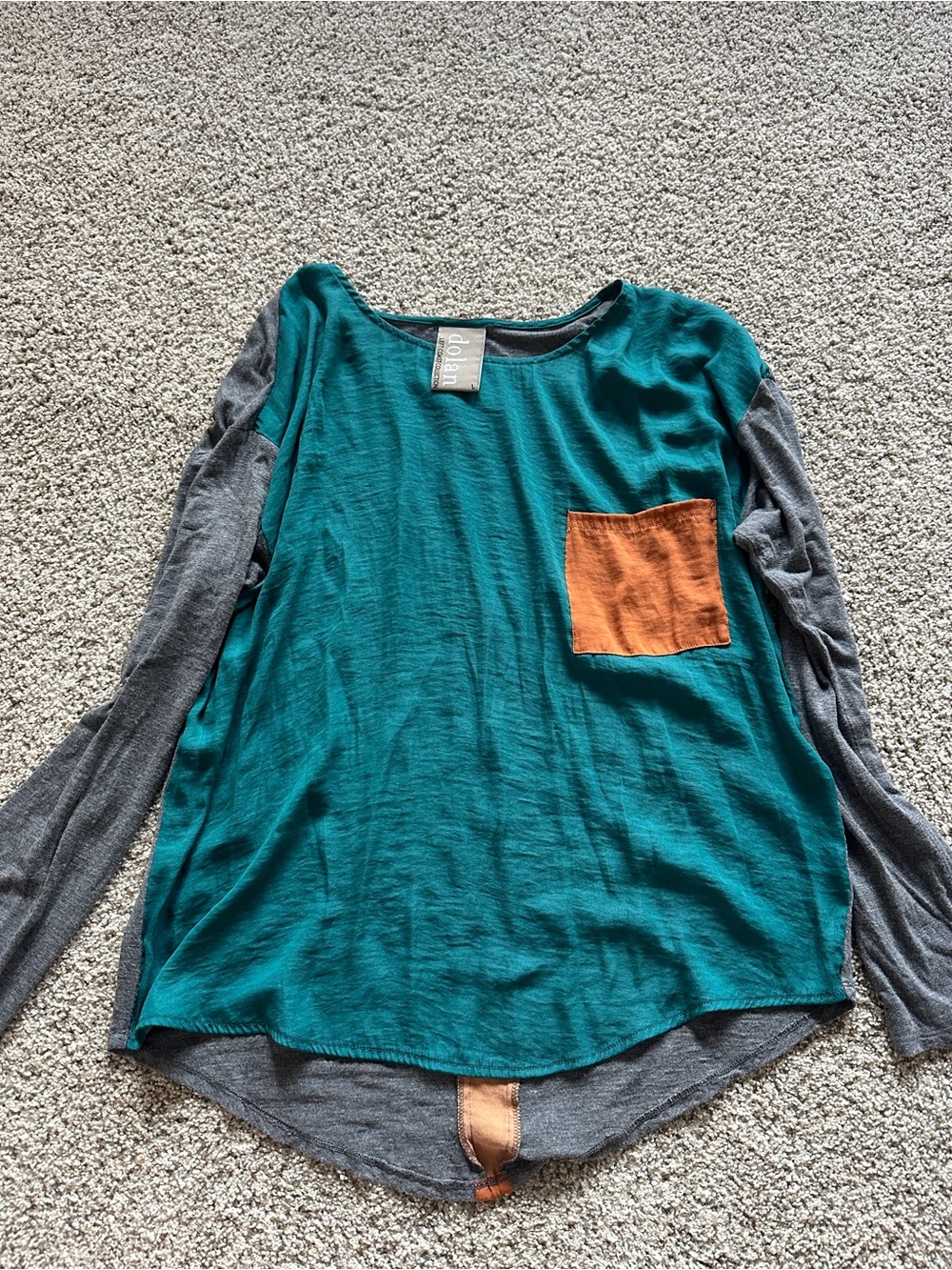 Anthropologie Dolan Teal Top with Gray Trim